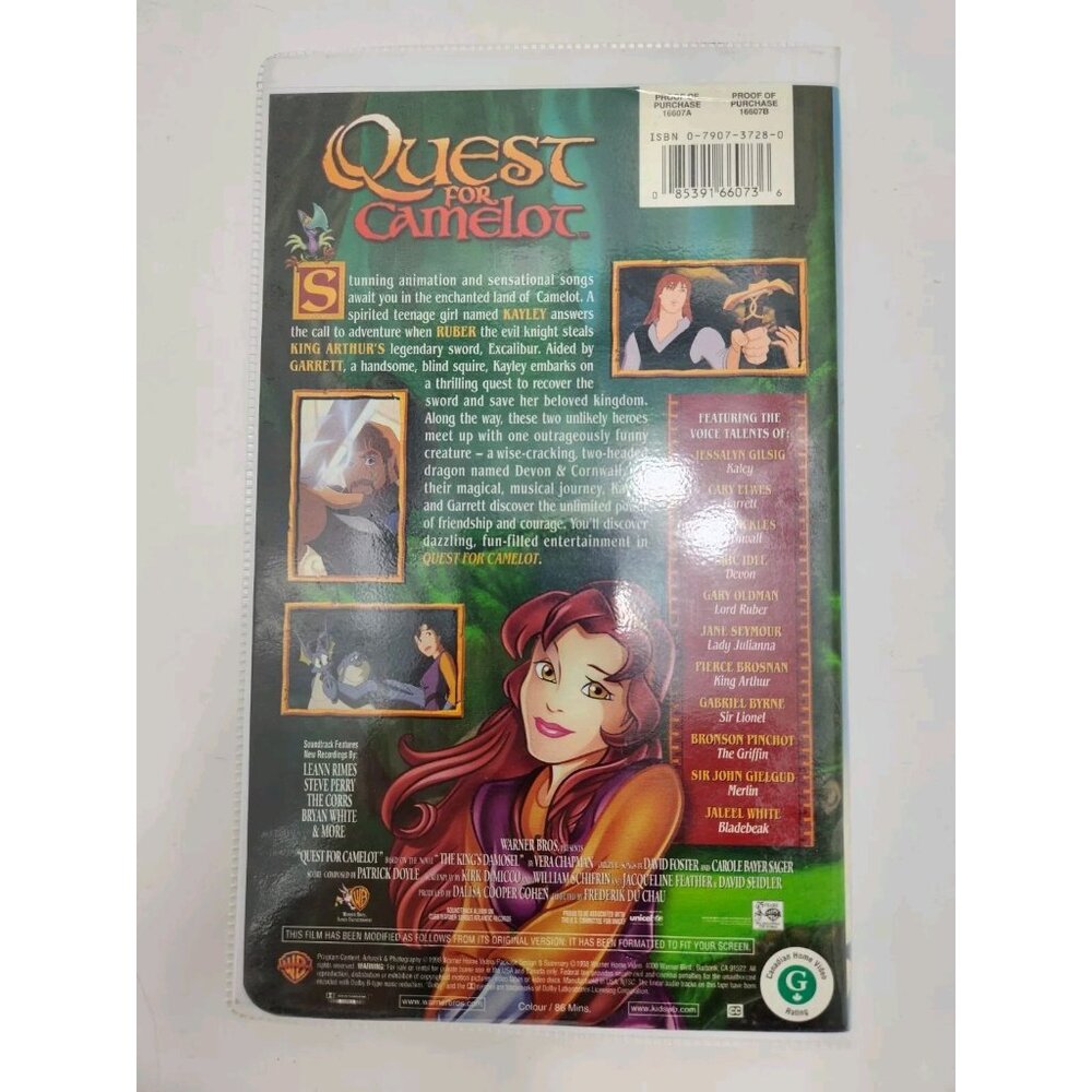 Quest For Camelot VHS 1998 Warner Brothers‎ Family Entertainment Clam Shell - Picture 6 of 9